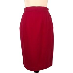 Vintage 90s NORTON MCNAUGHTON‎ PETITES 6 100% Wool Red Pencil Pockets Career